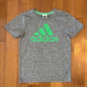 Kids Adidas Gray and Green Short Sleeve Tee